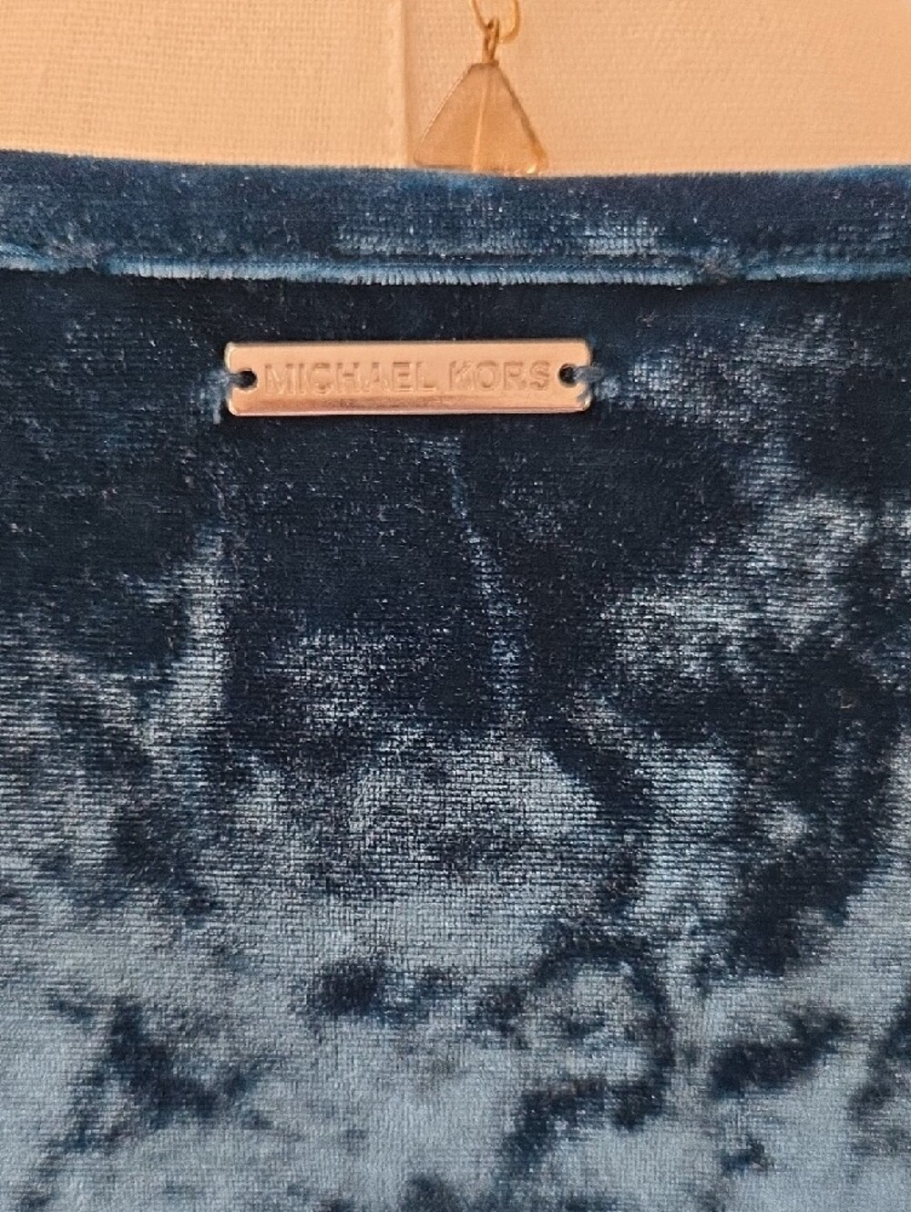 MICHAEL Michael Kors Crushed Velvet Long Sleeve Top - Teal Blue - Picture 3 of 5